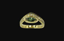 Anello in oro, diamanti, tormalina verde