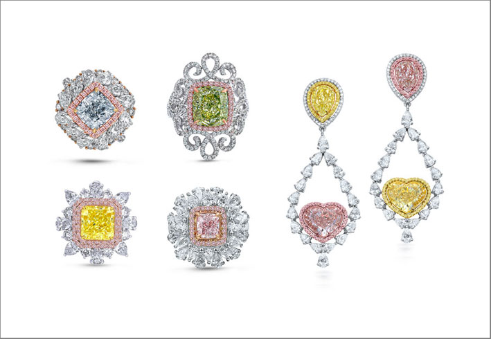 Alta gioielleria P Hirani con diamanti di diverse sfumature