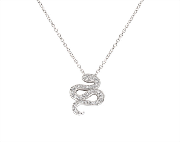 Collana in argento e cubic zirconia con ciondolo a forma di serpente
