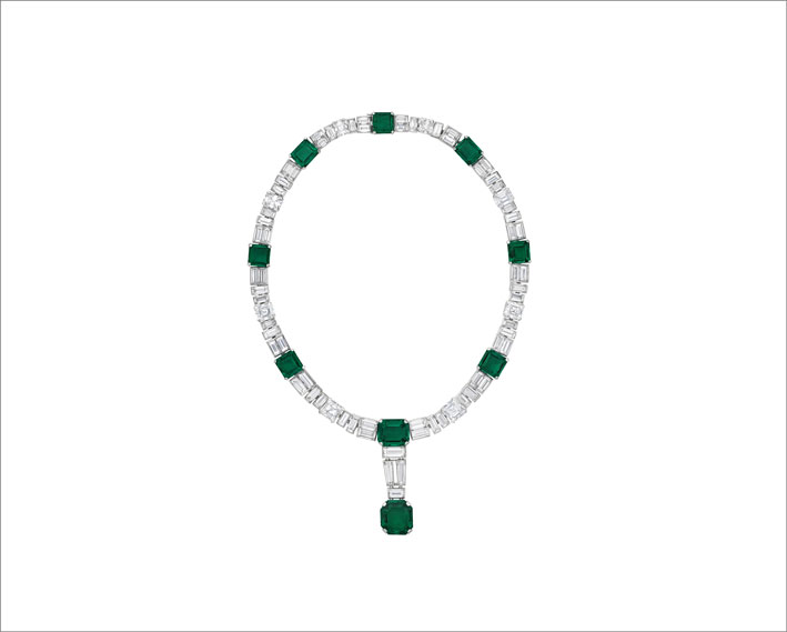Collana di smeraldi e diamanti Chaumet Art Déco appartenuta alla famiglia Rothschild