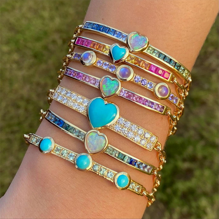 Bracciali in oro, diamanti e pietre semi preziose