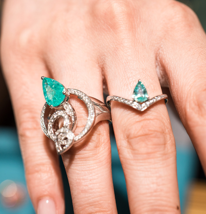 Vincent Michel, anelli con paraiba e diamanti. Copyright: gioiellis.com