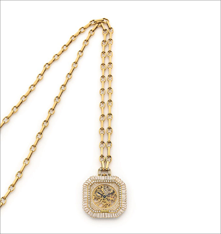 Orologio pendente Cartier in oro giallo e diamanti