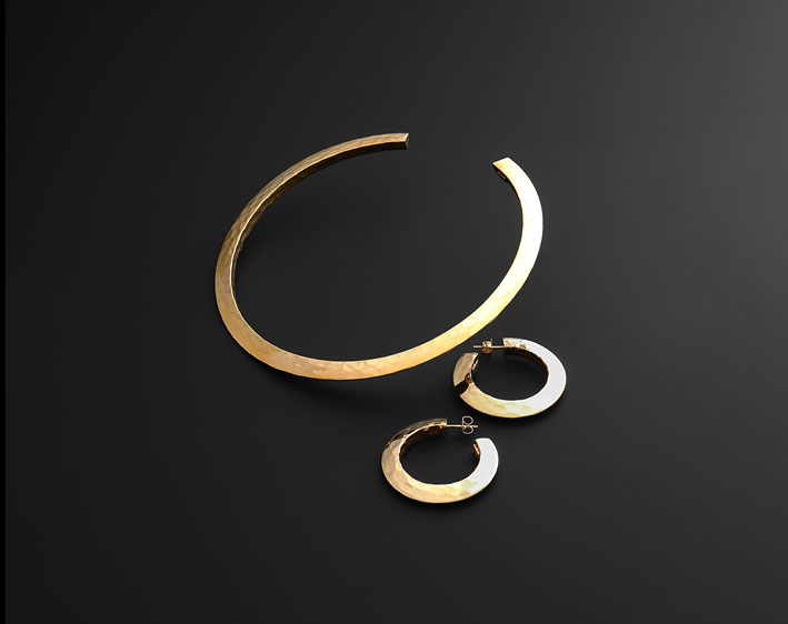 Collana e orecchini in argento placcato oro, versione più sottile 