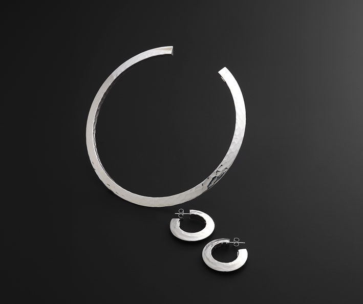 Collana e orecchini in argento, versione più sottile