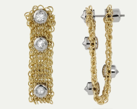 Orecchini in oro, acciaio, diamanti grey