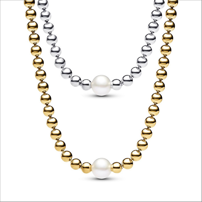 Collane in argento e lega metallica placcata oro con perla di acqua dolce