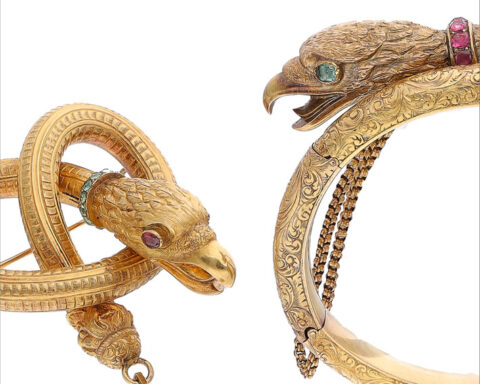 Spilla e un bracciale raffiguranti il basilisco, seconda metà dell'Ottocento, dettaglio