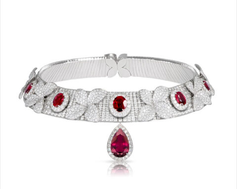 Collier con diamanti e rubini