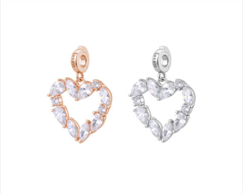 Ciondoli a forma di cuore in argento e cubic zirconia