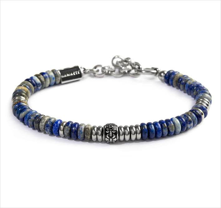 Bracciale con dischetti in pietra e acciaio