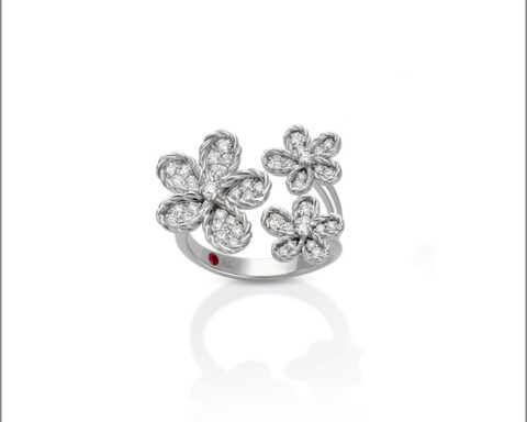 Anello Jasmine in oro bianco