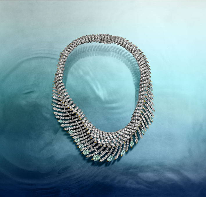 With Tiffany on the waves of Sea of Wonder 1 Collana con diamanti e tormalina paraiba