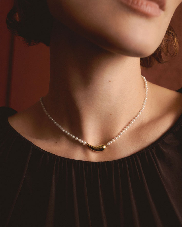 La Perla di PdPaola 2 Collana con perle d'acqua dolce e argento placcato oro