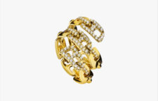 Anello Triple Stone Link in oro e diamanti