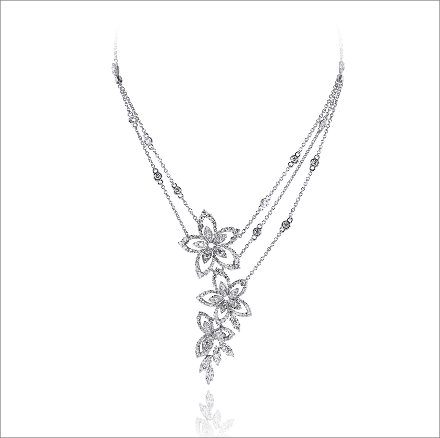 Haute Joaillerie avec Flower by Picchiotti 3 Collana asimmetrica con diamanti per 7,10 carati