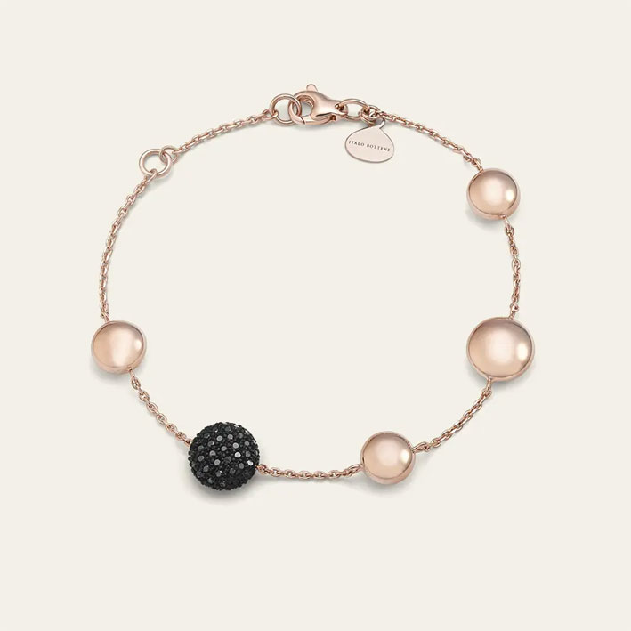 Das tiefe Schwarz von Italo Bottene 1 Bracciale con boules oro, diamanti neri e corindone
