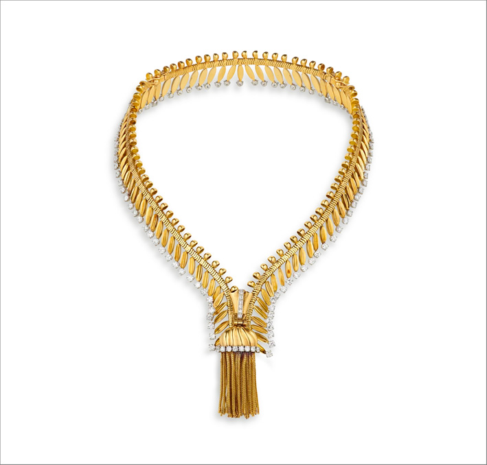 Collana Chantilly Zip, 1952, in oro, platino, diamanti