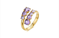 Anello con cristalli cubic zirconia viola