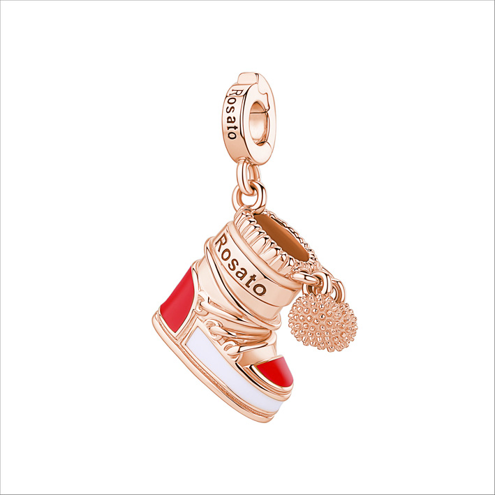 Charm in argento dorato e smalto rosso