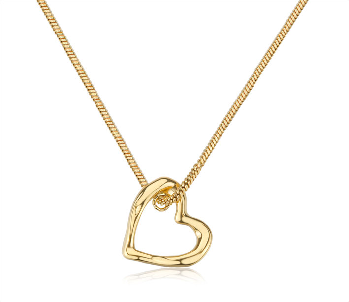 Amore a forma di cuore con S’Agapò 1 Collana Emotion in acciaio 316L, con finitura pvd oro 14 carati