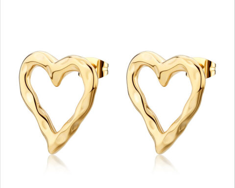 Orecchini Emotion in acciaio 316L, con finitura pvd oro 14 carati