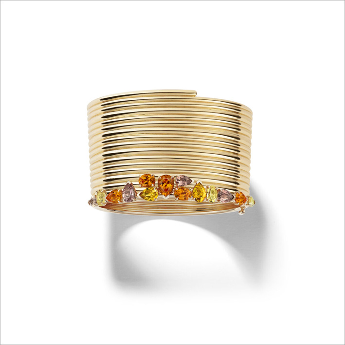 Repossis neue Farben 4 Bracciale in oro rosa con granato mandarino, tormaline pesca, topazi gialli e citrini