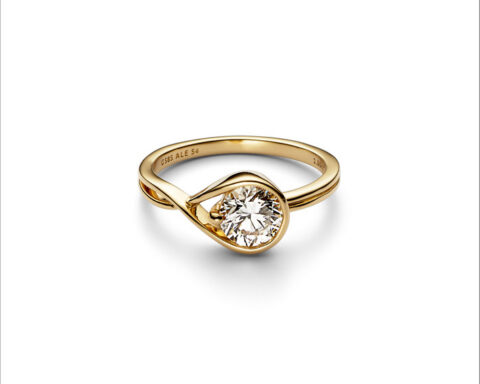 Anello Infinite in oro 14k con diamante creato in laboratorio da 1 carato