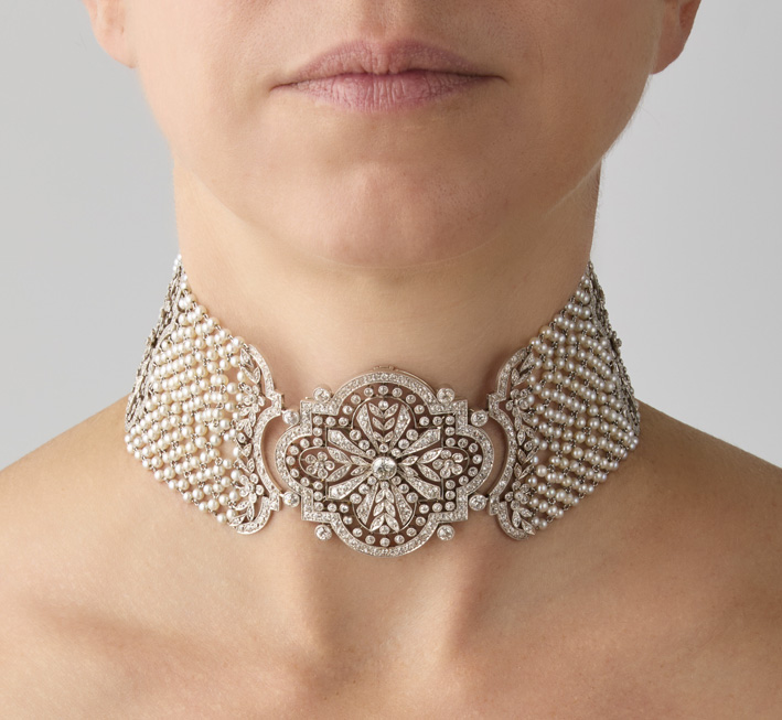 Cartier, collier de chien in platino, oro bianco