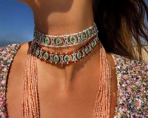 Choker con smeraldi e diamanti