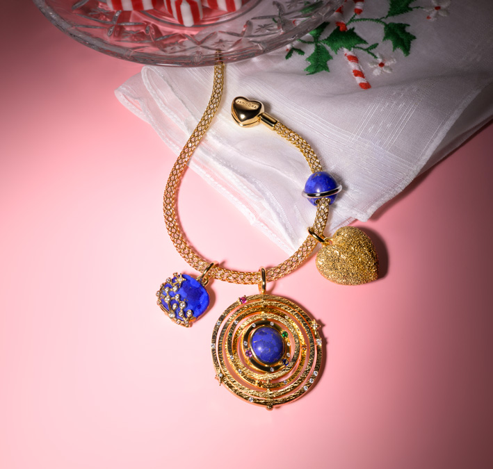 Zeitlose Weihnachten mit Pandora 5 Collana con pietre sintetiche simili ai lapislazzuli